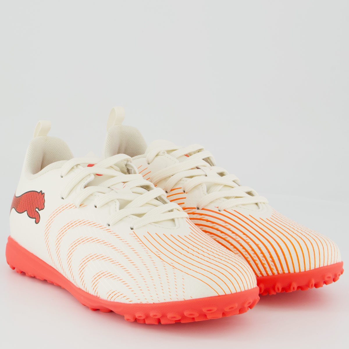 Chuteira Puma Future 9 Play Society BDP Juvenil Branca e Laranja Branco 2
