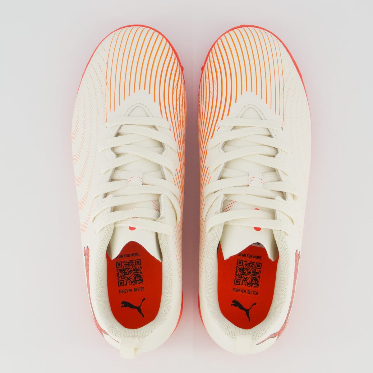 Chuteira Puma Future 9 Play Society BDP Juvenil Branca e Laranja Branco 4