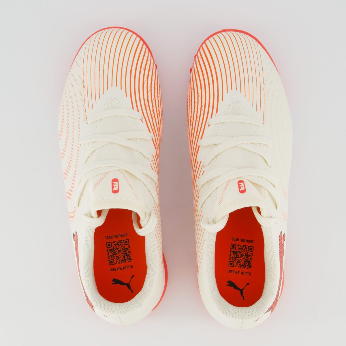 Chuteira Puma Future 9 Play + Mid Society Juvenil Off White e Laranja Off White 4