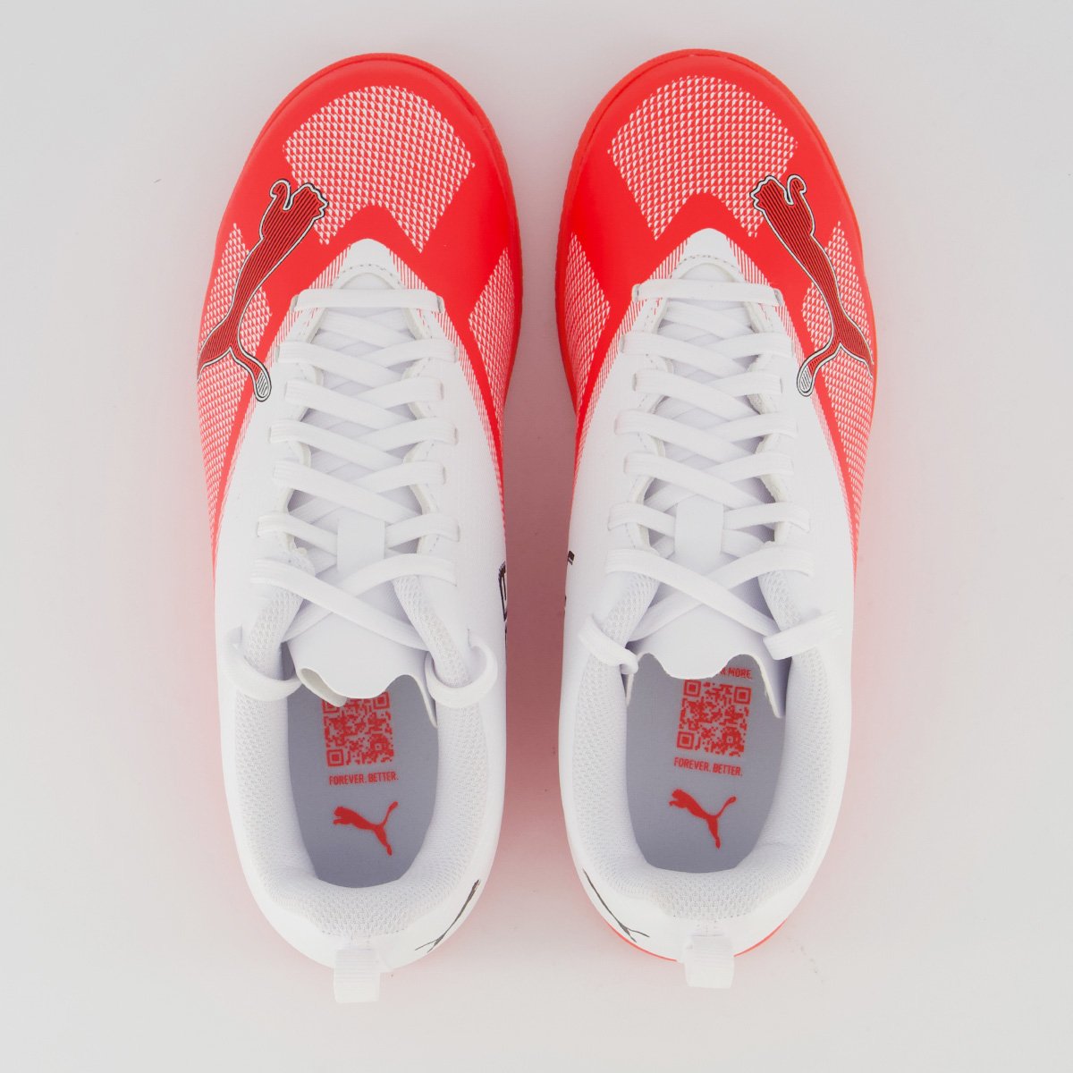 Chuteira Puma Ultra 7 Play Futsal Juvenil Vermelha e Branca Branco/Vermelho 4
