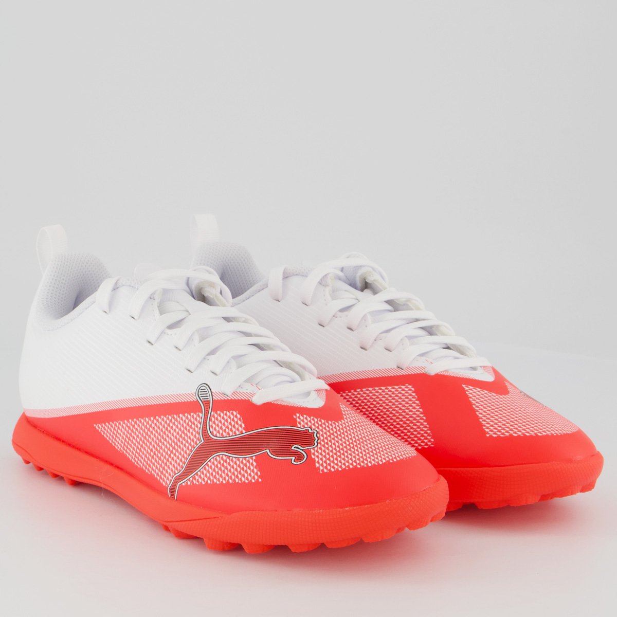 Chuteira Puma Ultra 7 Play Society Juvenil Vermelha e Branca Branco/Vermelho 2
