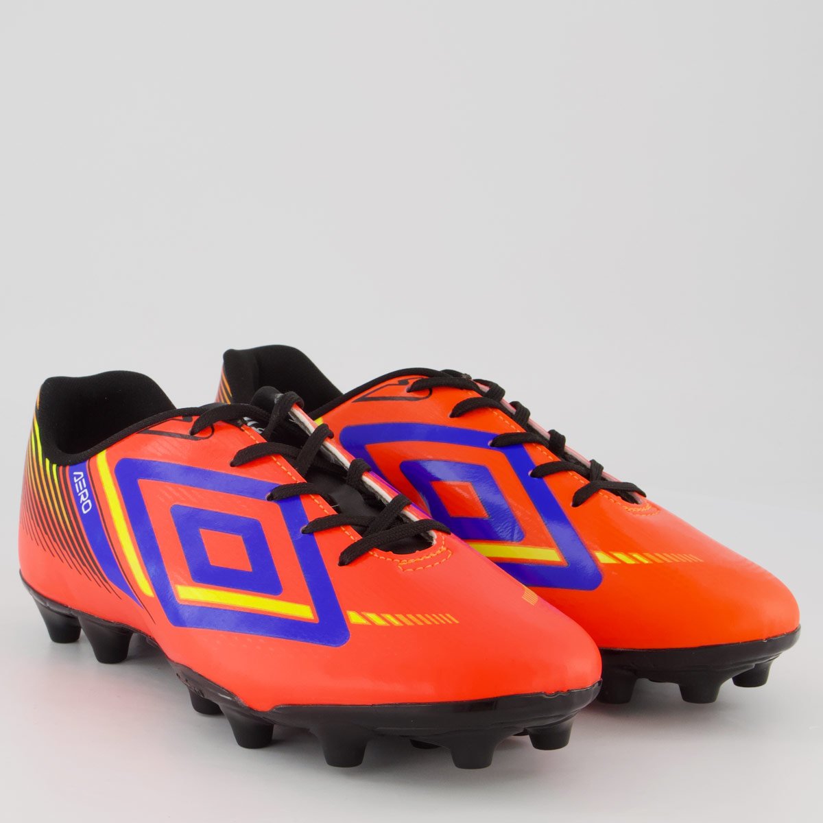 Chuteira Umbro Aerodynamic Campo Laranja e Azul Laranja 2