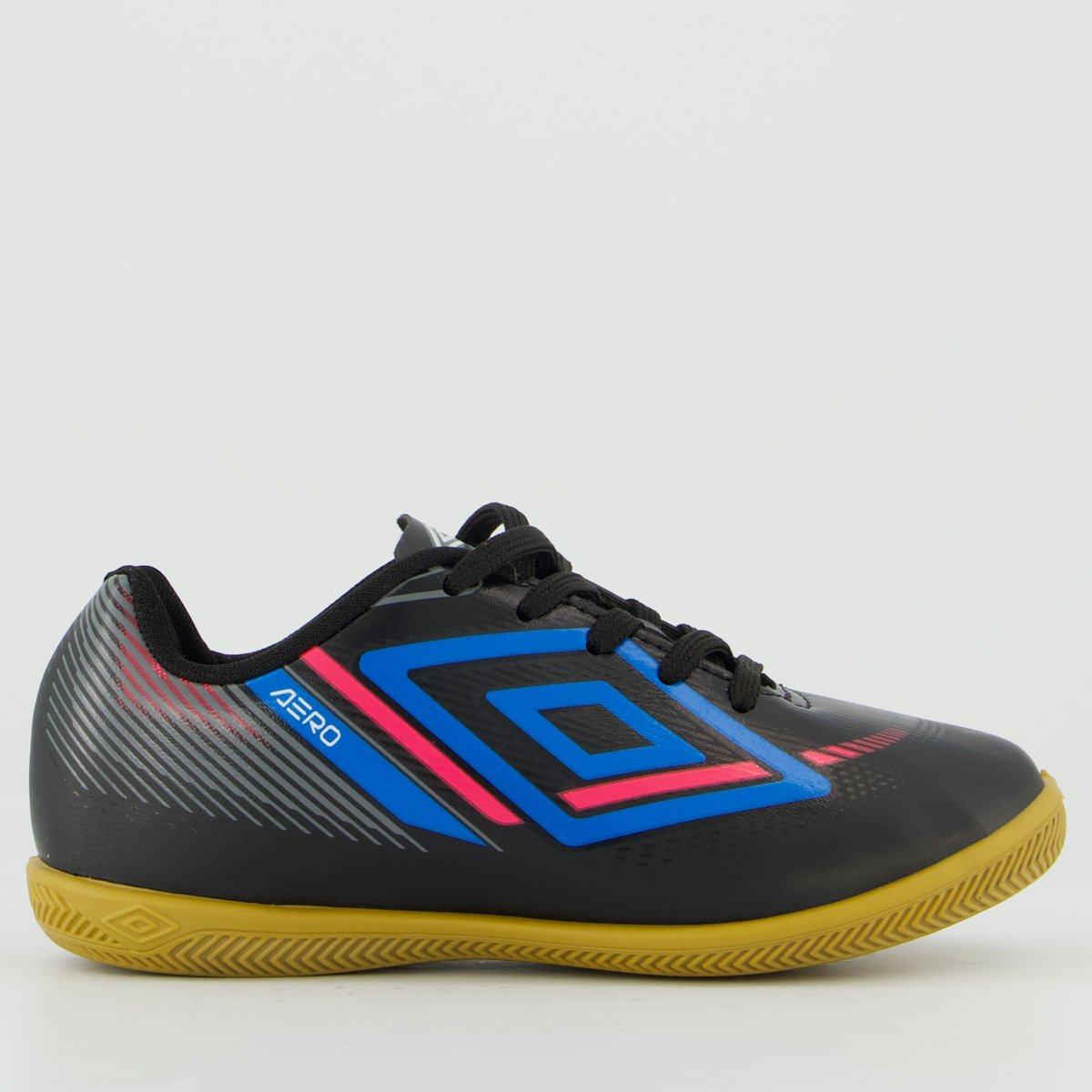 Chuteira Umbro Aerodynamic Futsal Juvenil Preta e Azul