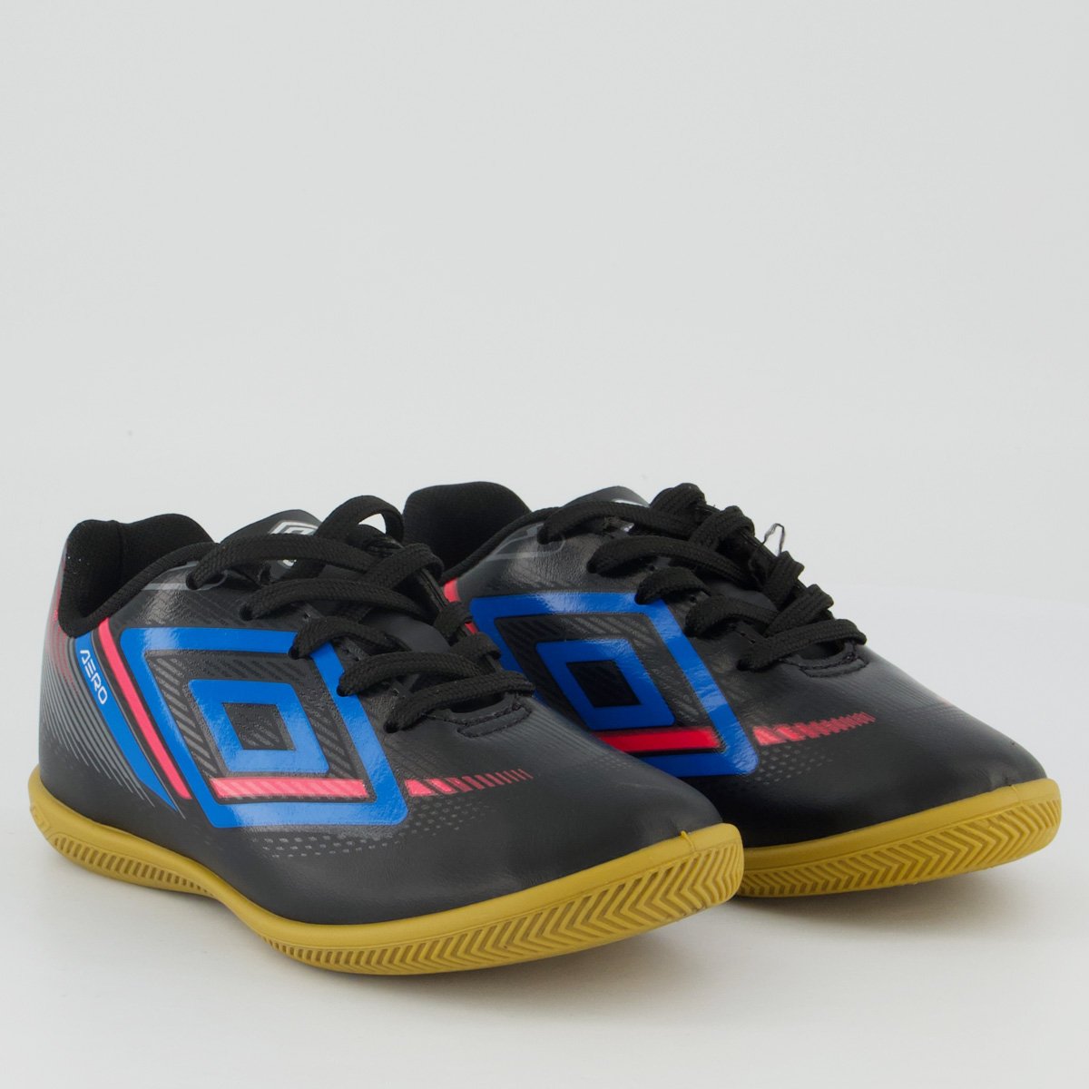 Chuteira Umbro Aerodynamic Futsal Juvenil Preta e Azul Preto/Azul 2
