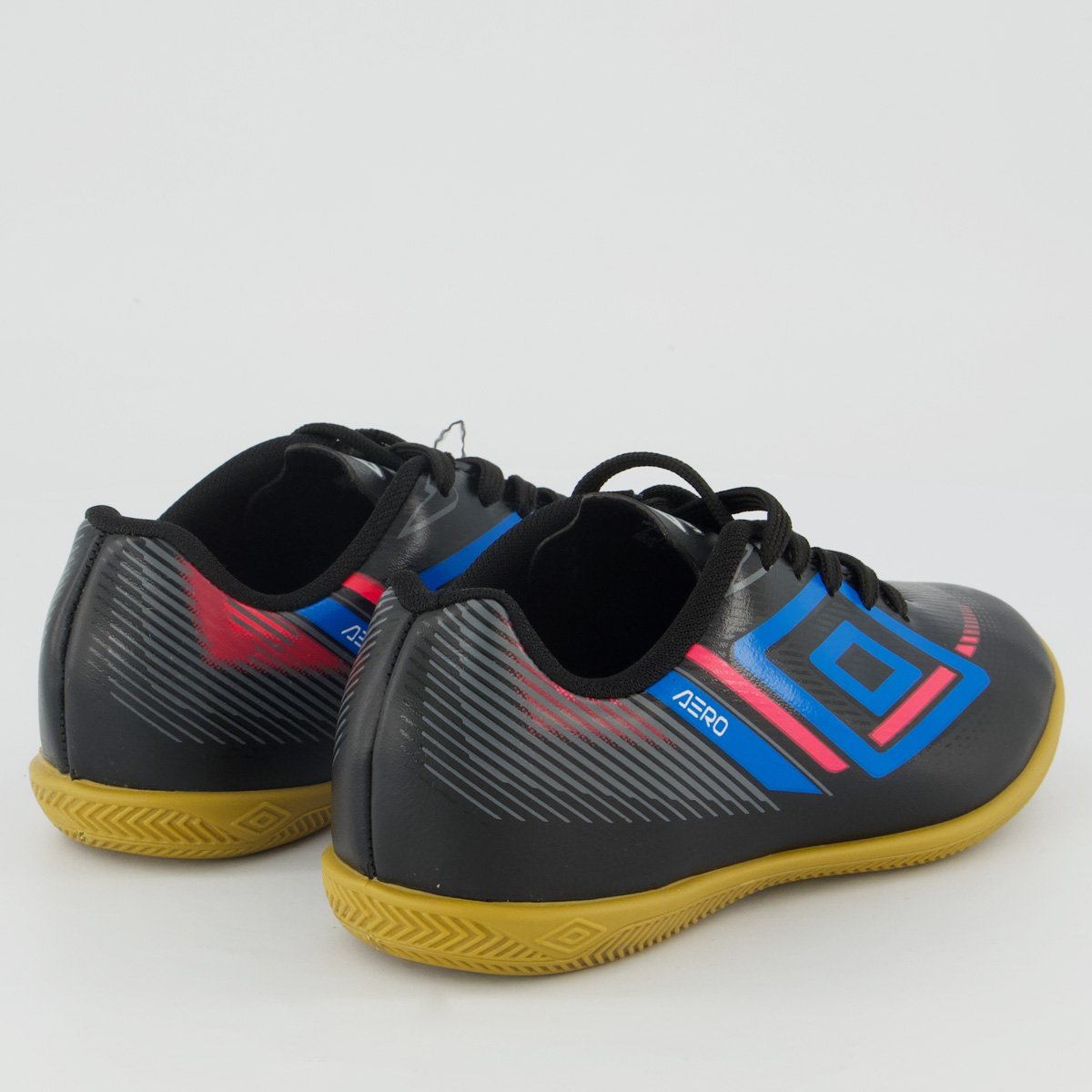 Chuteira Umbro Aerodynamic Futsal Juvenil Preta e Azul Preto/Azul 3