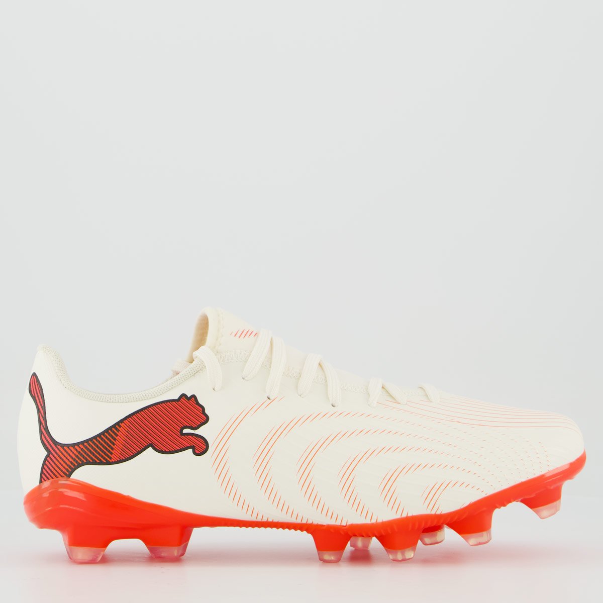Chuteira Puma Future 9 Play Campo Off White e Laranja
