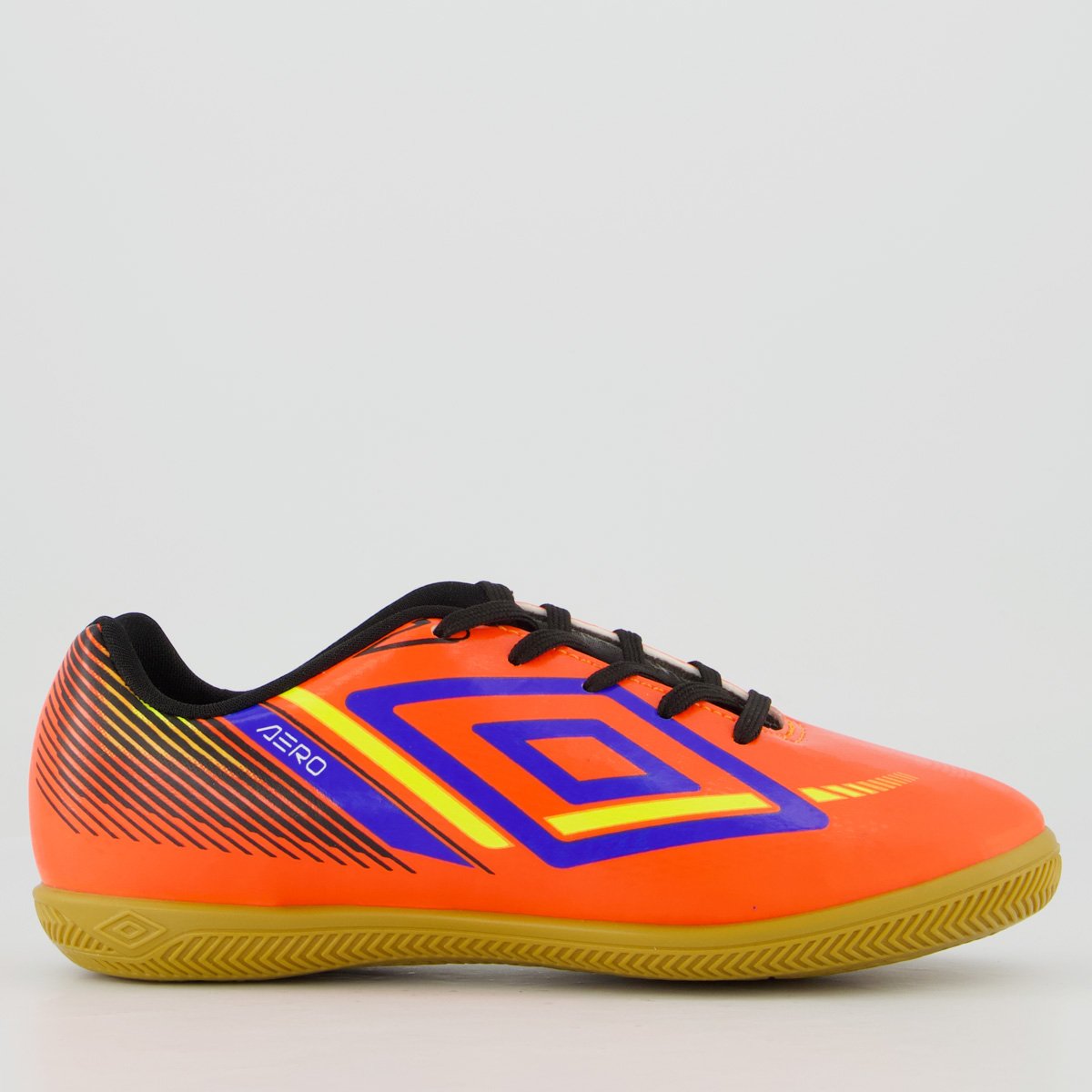 Chuteira Umbro Aerodynamic Futsal Juvenil Laranja e Azul