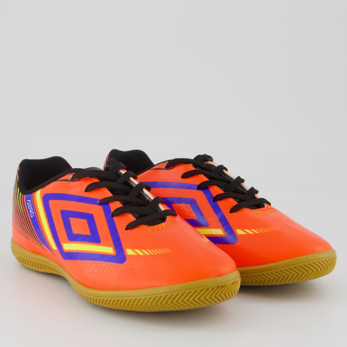 Chuteira Umbro Aerodynamic Futsal Juvenil Laranja e Azul Laranja 2