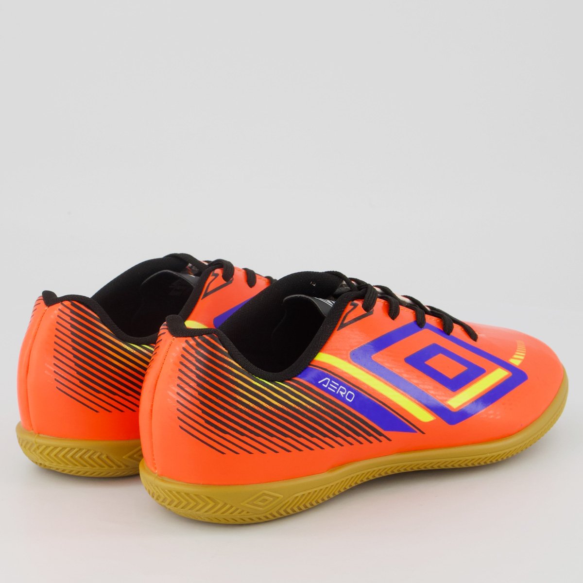 Chuteira Umbro Aerodynamic Futsal Juvenil Laranja e Azul Laranja 3