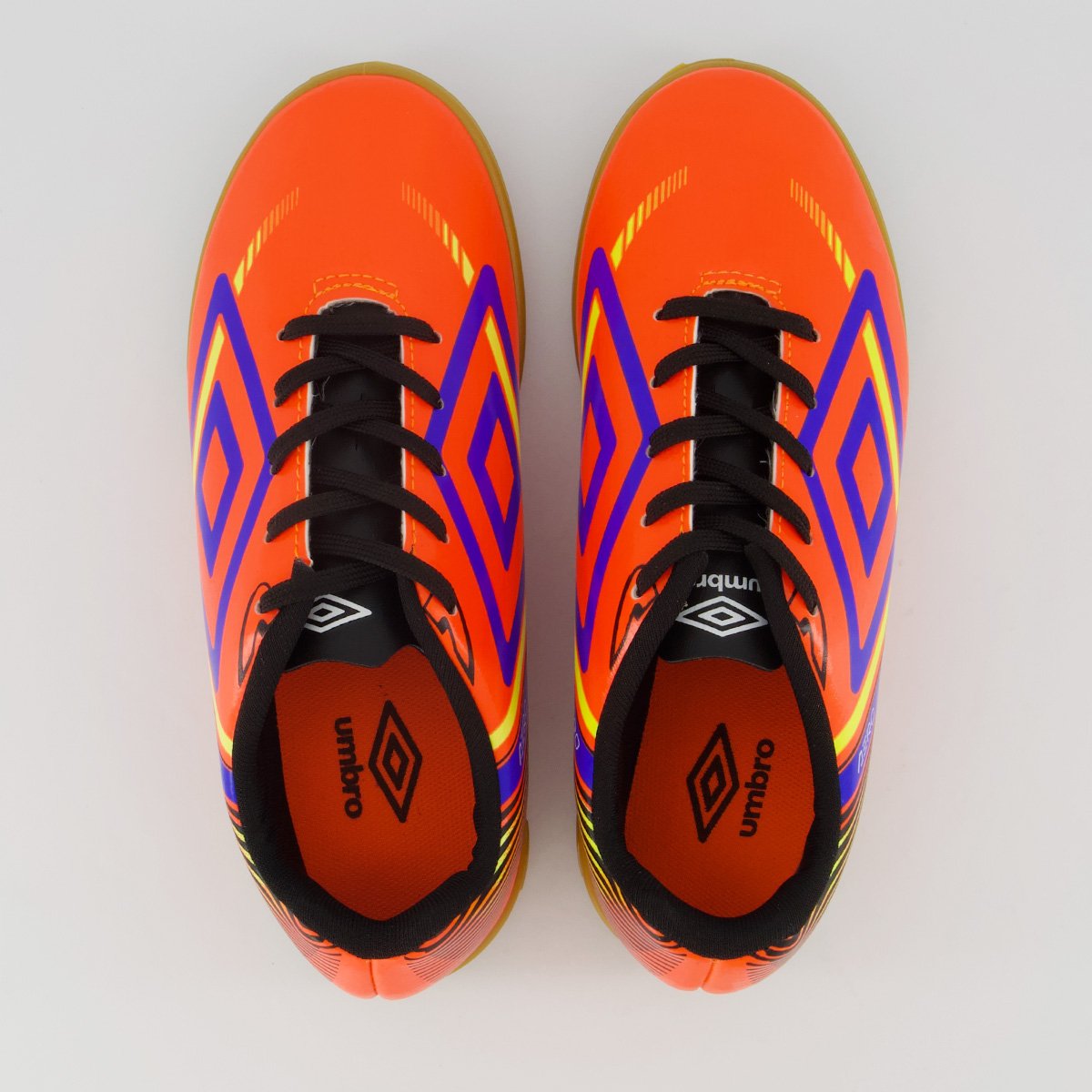Chuteira Umbro Aerodynamic Futsal Juvenil Laranja e Azul Laranja 4