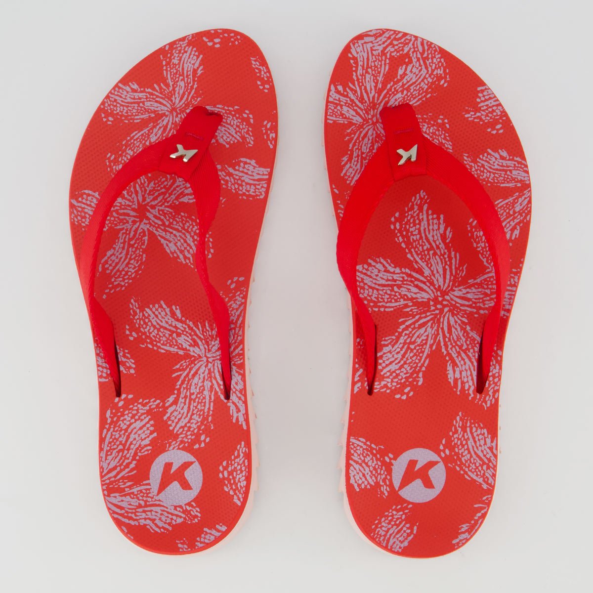 Chinelo Kenner Kyra Slim Estampado Feminino Vermelho