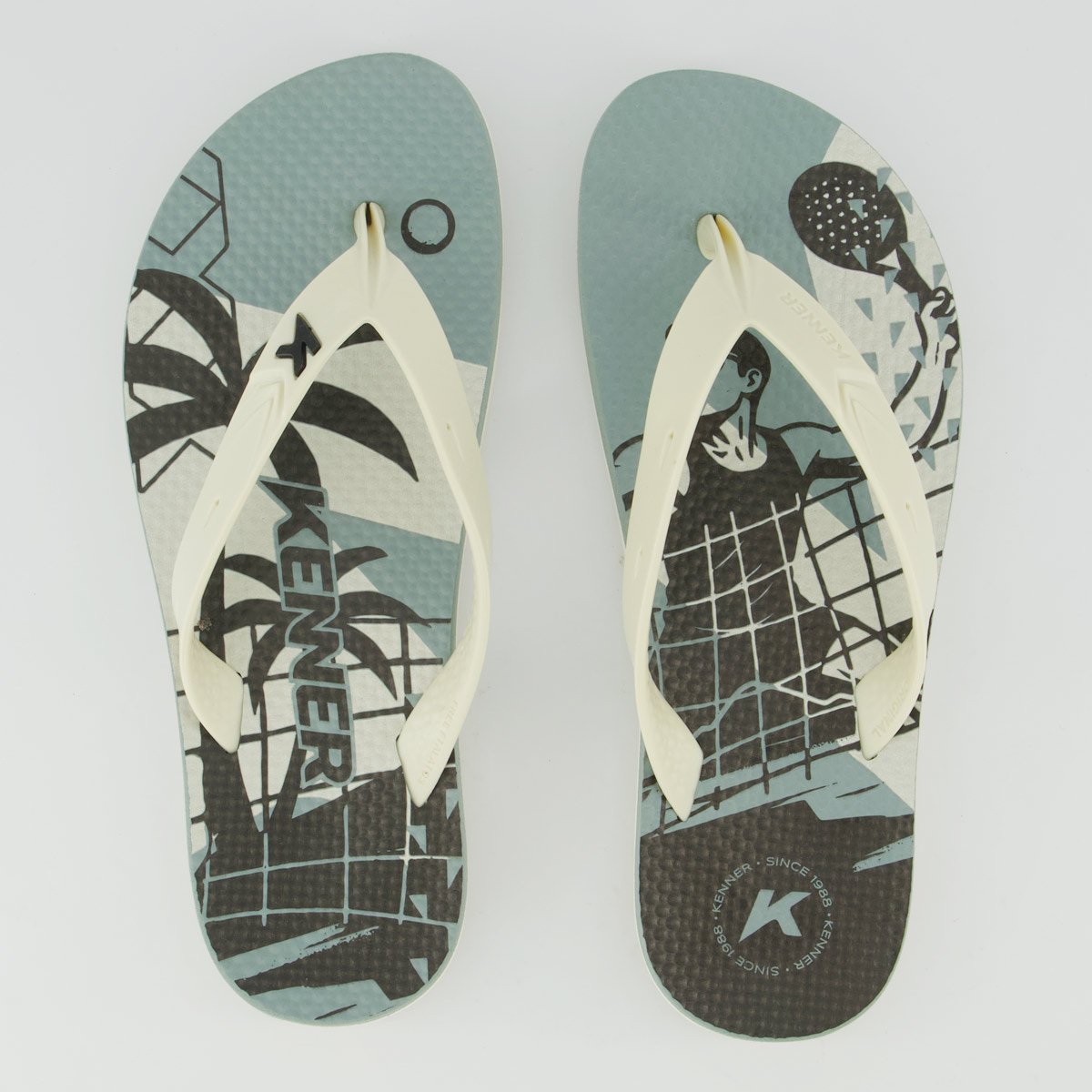 Chinelo Kenner Summer Beach Tenis Off White e Azul