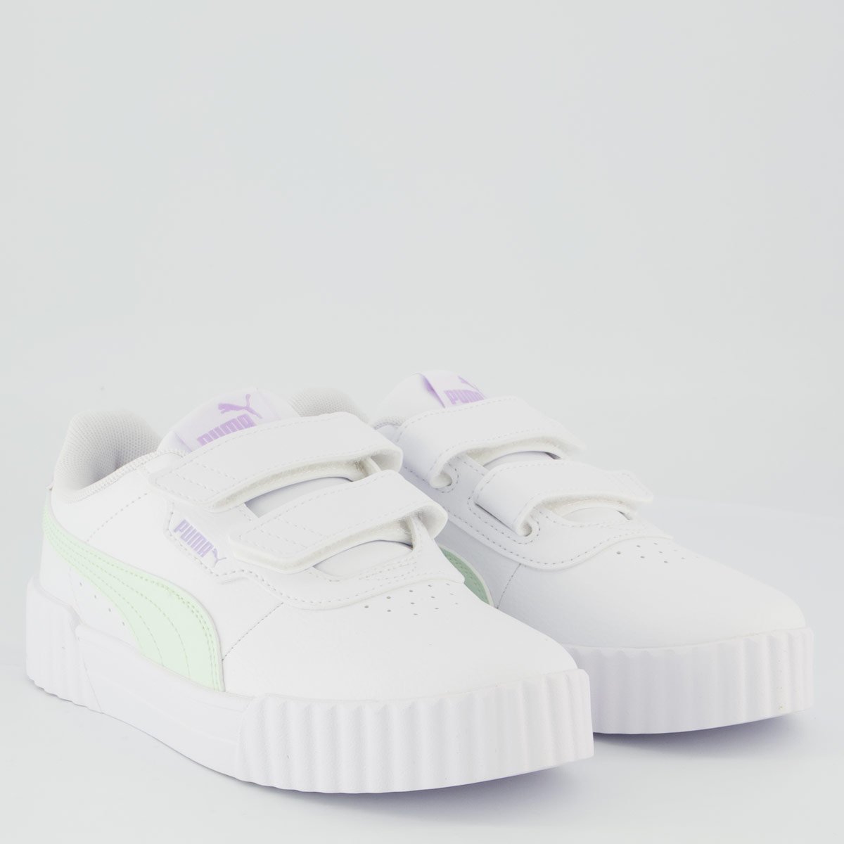 Tênis Puma Carina 3.0 Infantil Branco e verde Branco/Verde 2