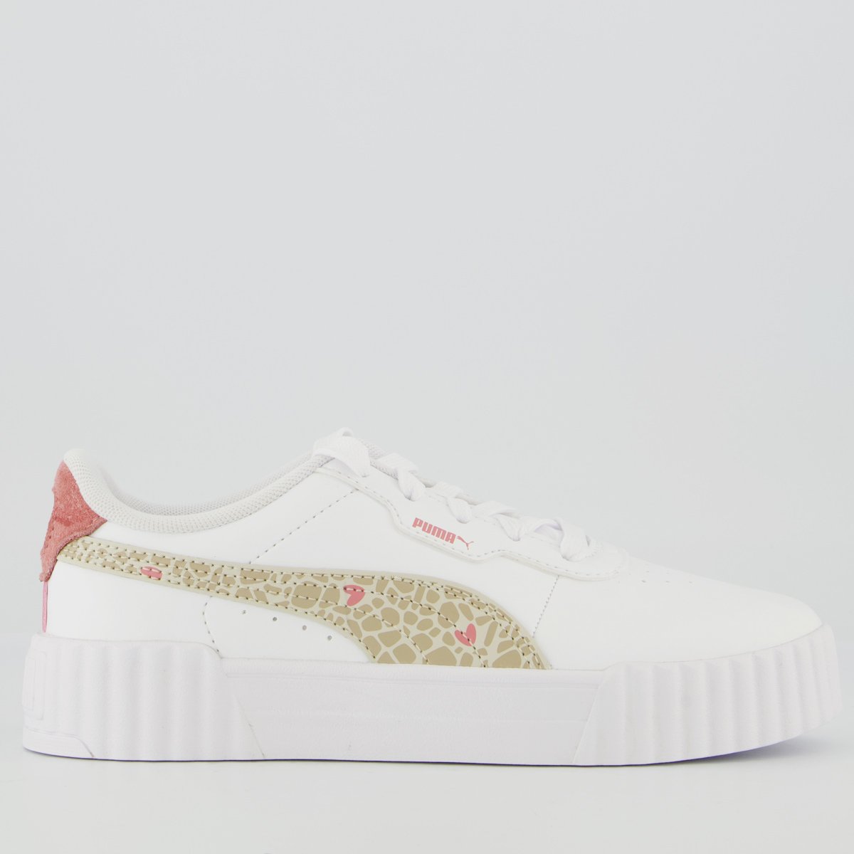 Tênis Puma Carina 3.0 Winter Safari Infantil Branco e rosa Branco/Rosa 7