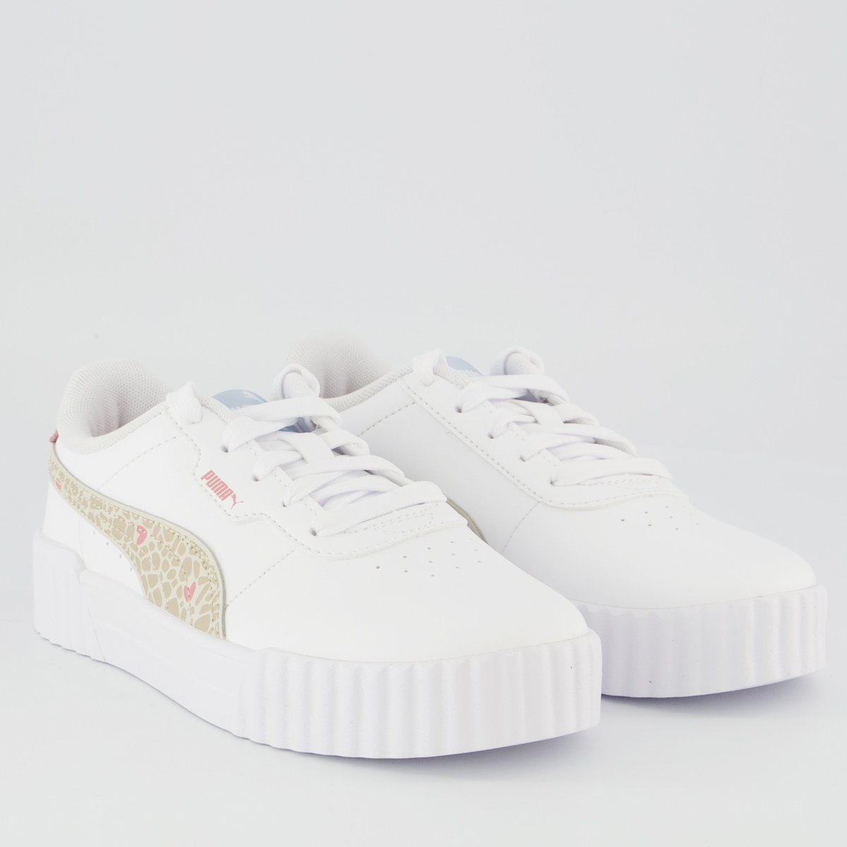 Tênis Puma Carina 3.0 Winter Safari Infantil Branco e rosa Branco/Rosa 8