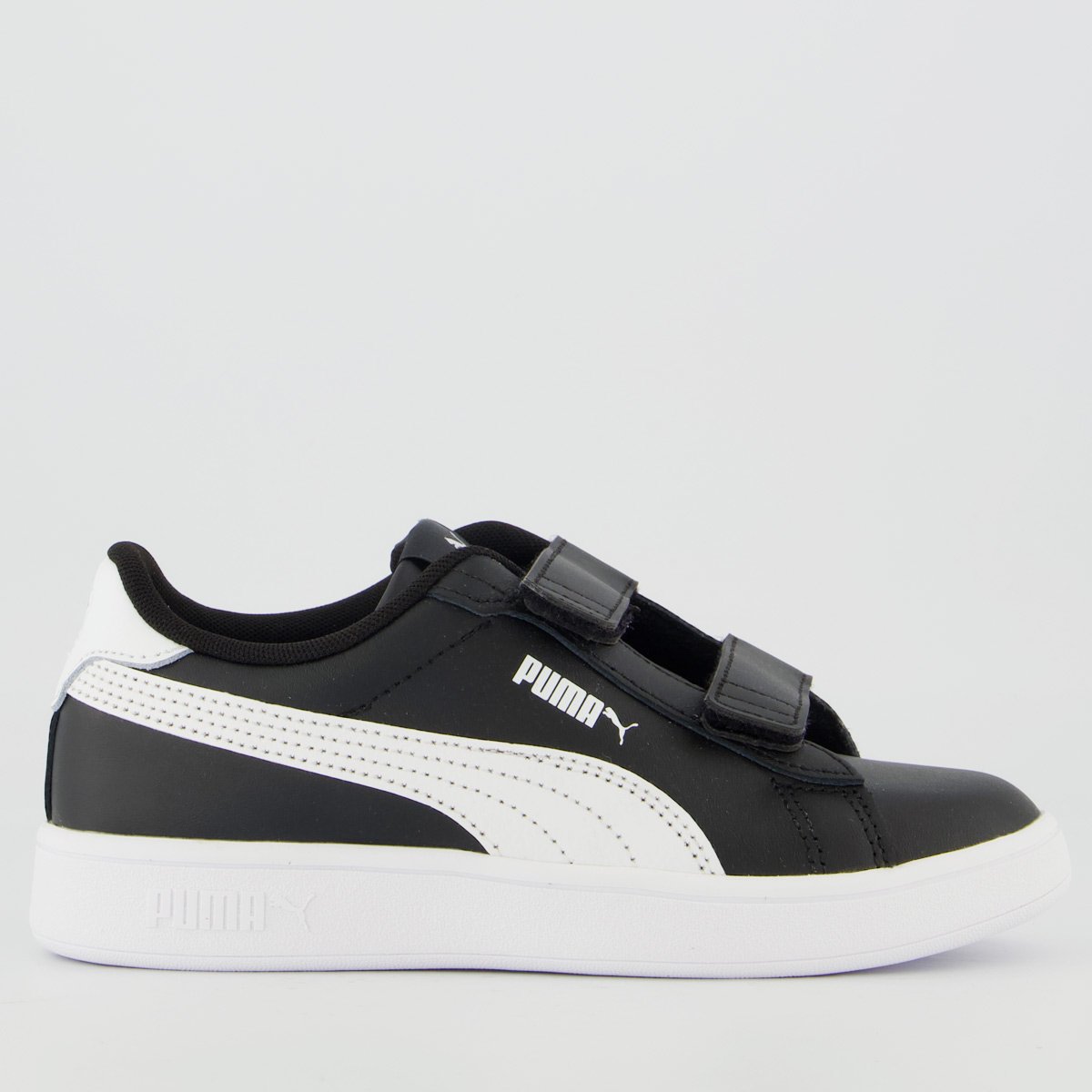 Tênis Puma Smash 3.0 L V Infantil Preto e Branco