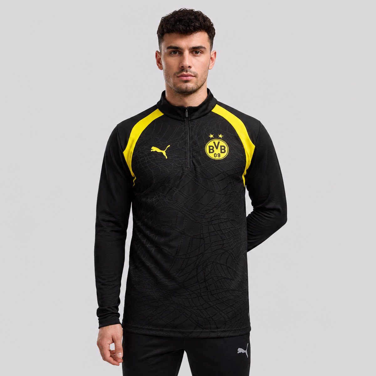 Blusão Puma Borussia Dortmund Treino Preto e Amarelo