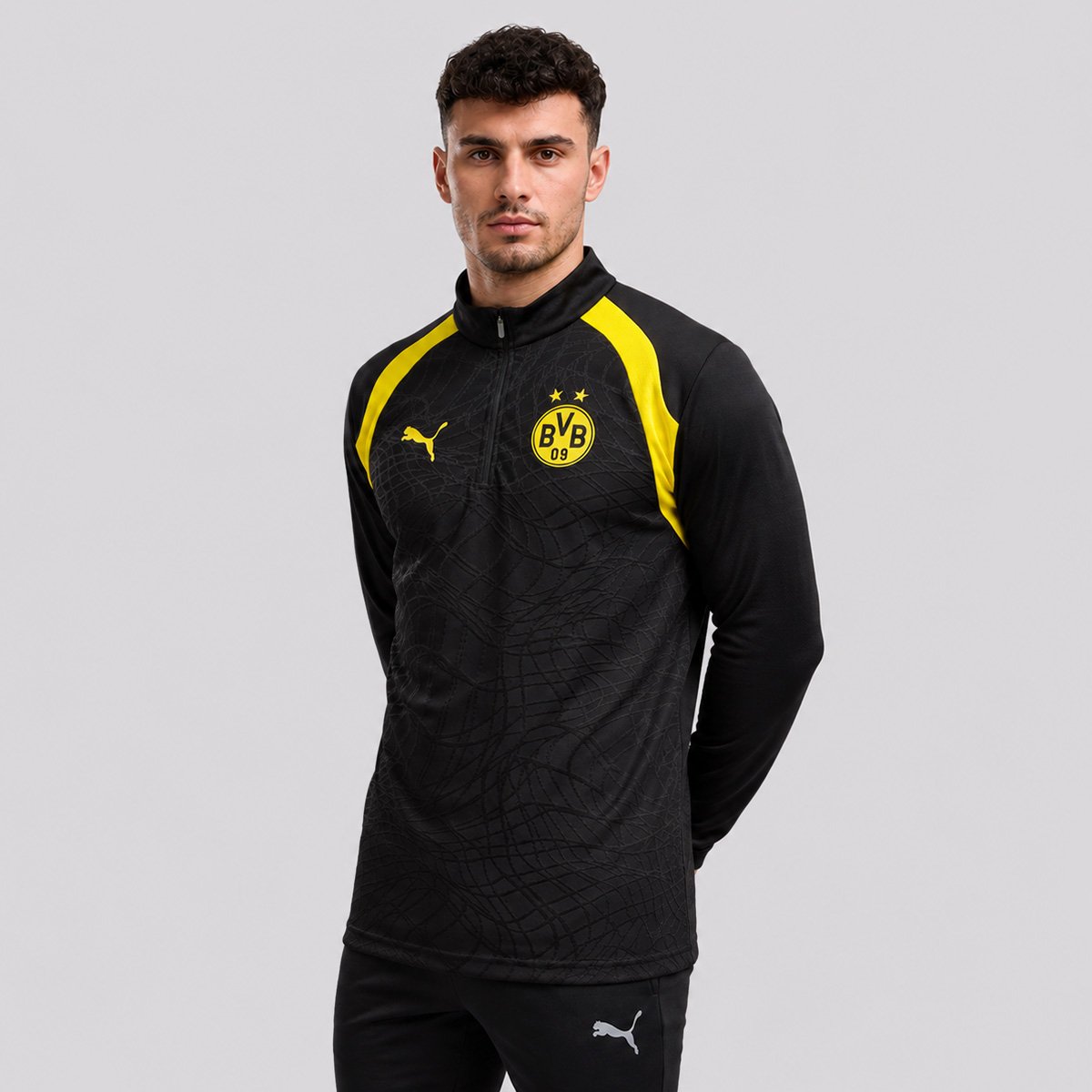 Blusão Puma Borussia Dortmund Treino Preto e Amarelo Preto 2