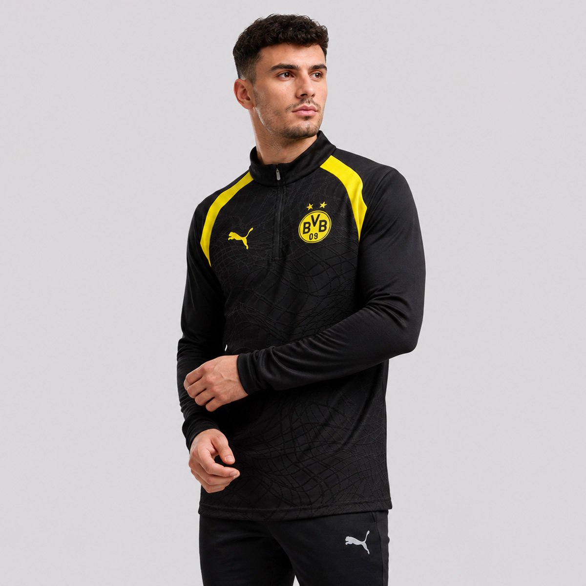 Blusão Puma Borussia Dortmund Treino Preto e Amarelo Preto 3