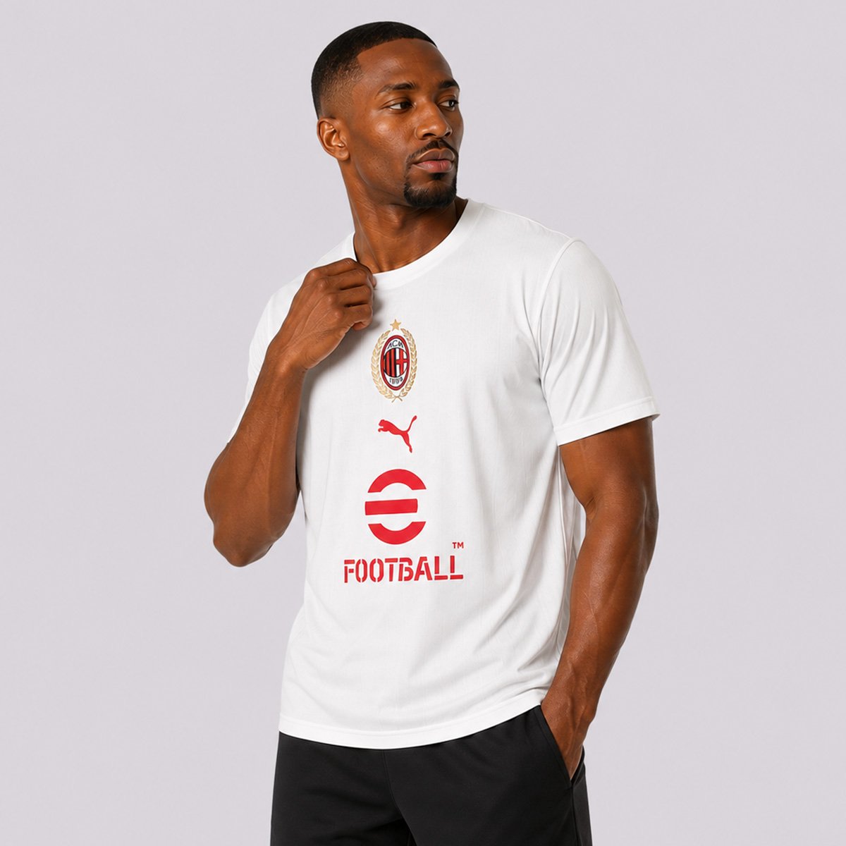 Camisa Puma AC Milan Pré-Jogo 2027 Branco/Vermelho 3