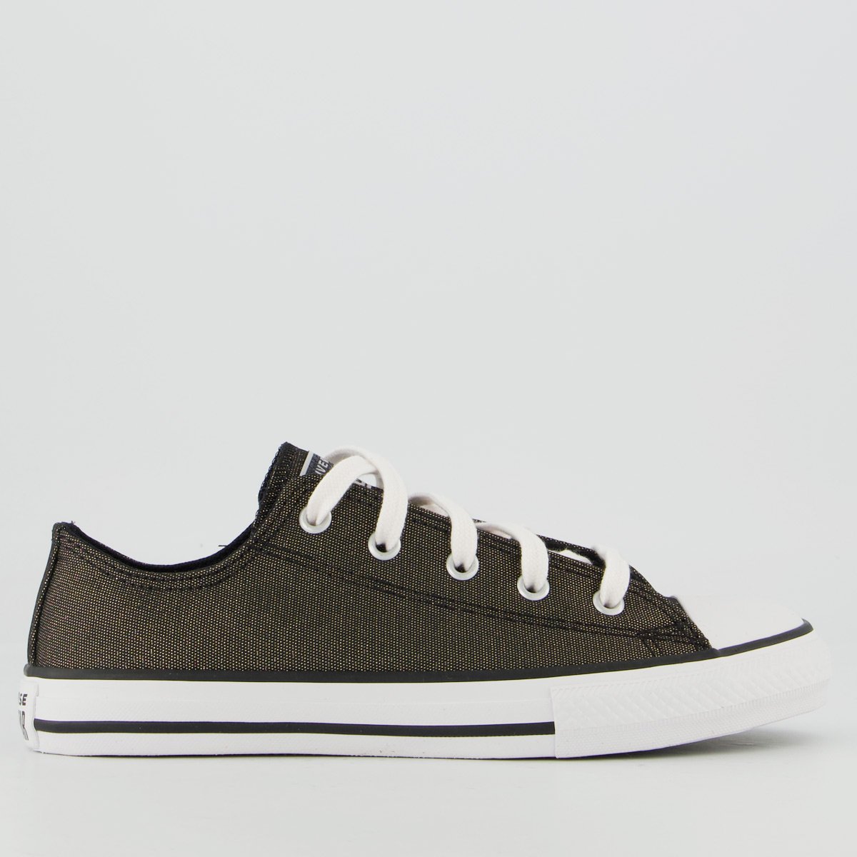 Tênis Converse All Star Chuck Taylor Side Juvenil Preto e Dourado