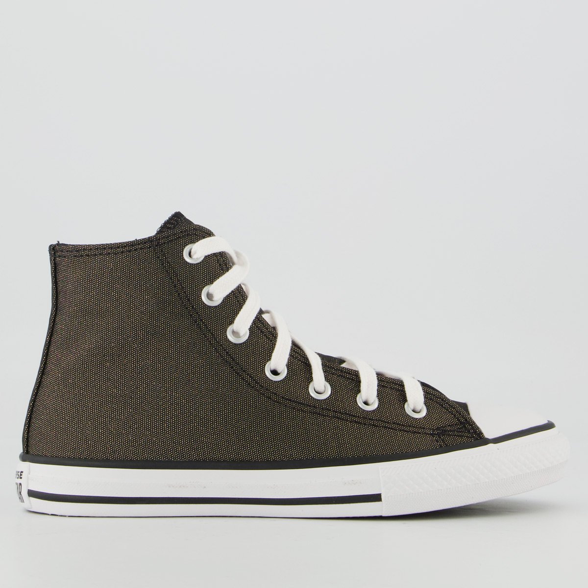Tênis Converse All Star Chuck Taylor Cano Alto Juvenil Preto e Dourado