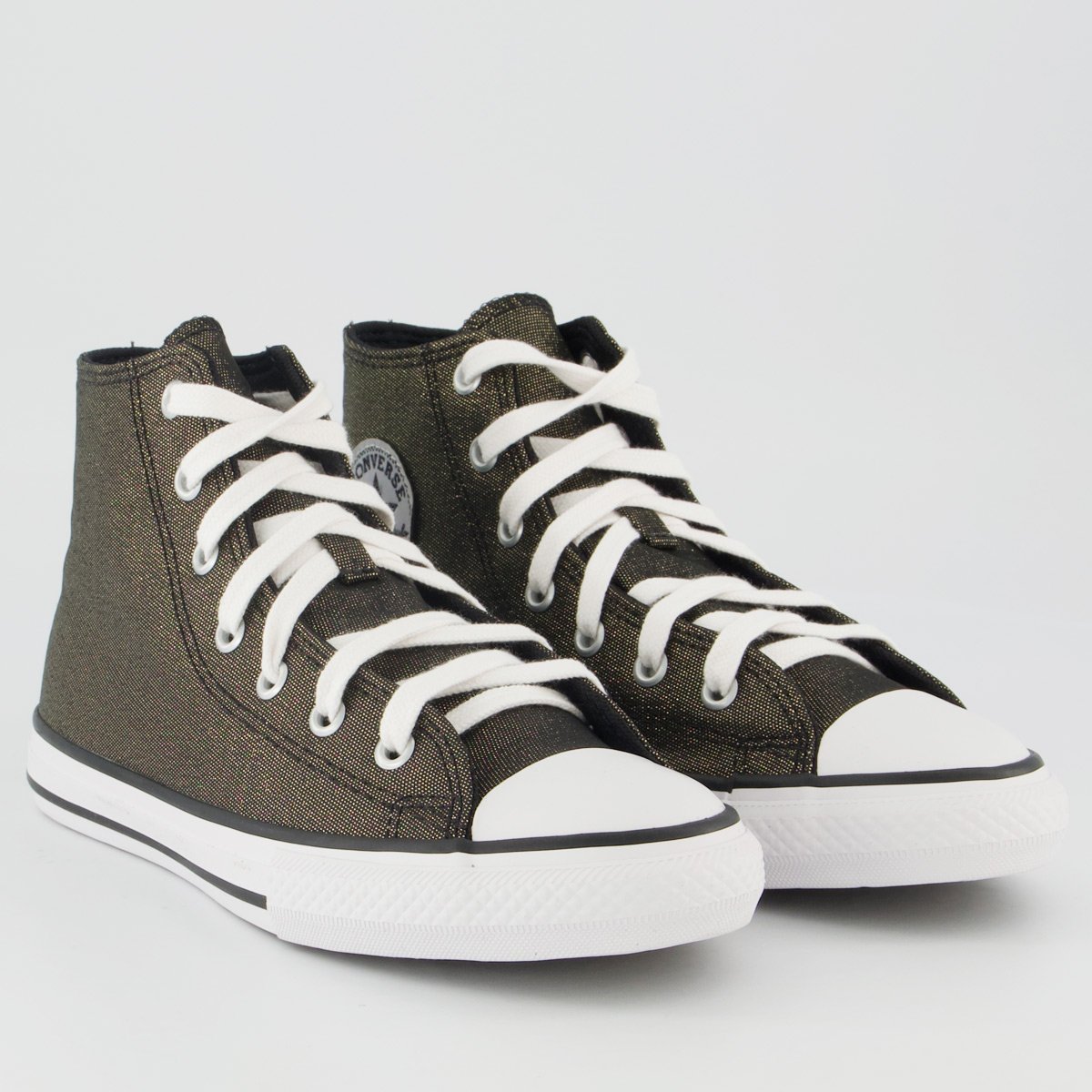 Tênis Converse All Star Chuck Taylor Cano Alto Juvenil Preto e Dourado Preto/Dourado 2
