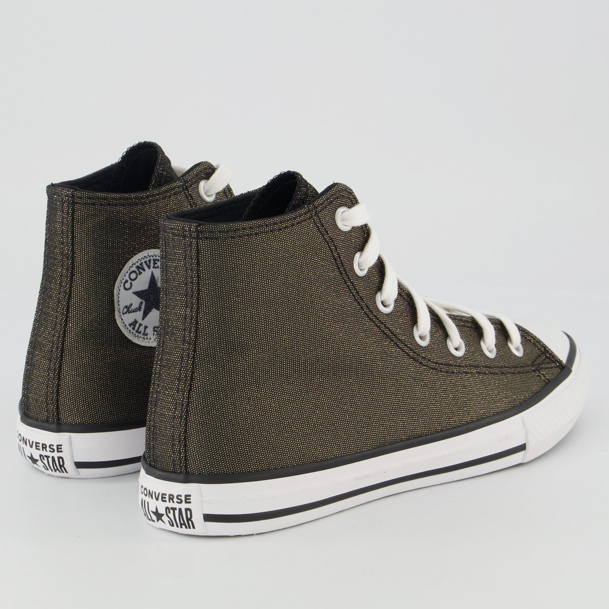 Tênis Converse All Star Chuck Taylor Cano Alto Juvenil Preto e Dourado Preto/Dourado 3