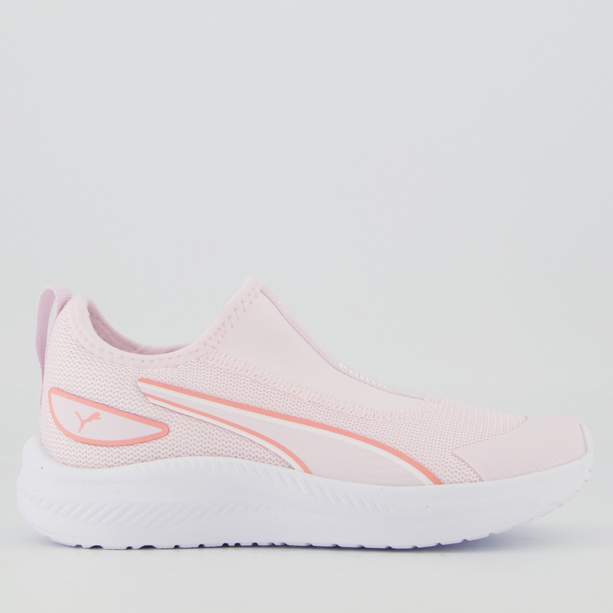 Tênis Puma Sky Runner Slip On Bold Bdp Infantil Rosa e Branco