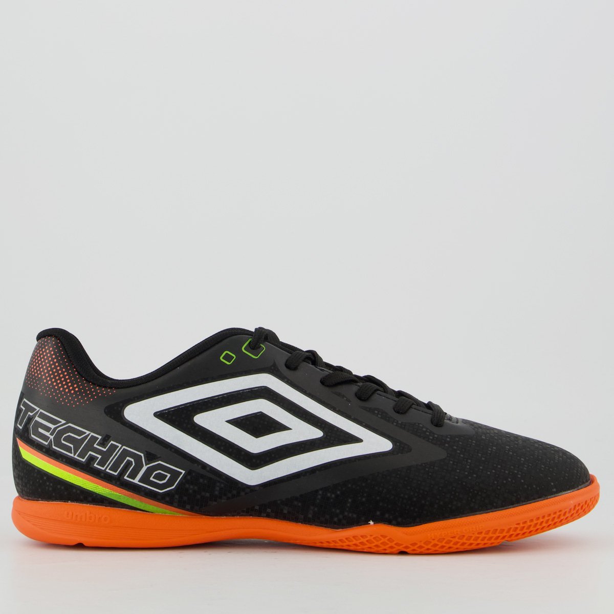 Chuteira Umbro Techno II Futsal Preta e Laranja