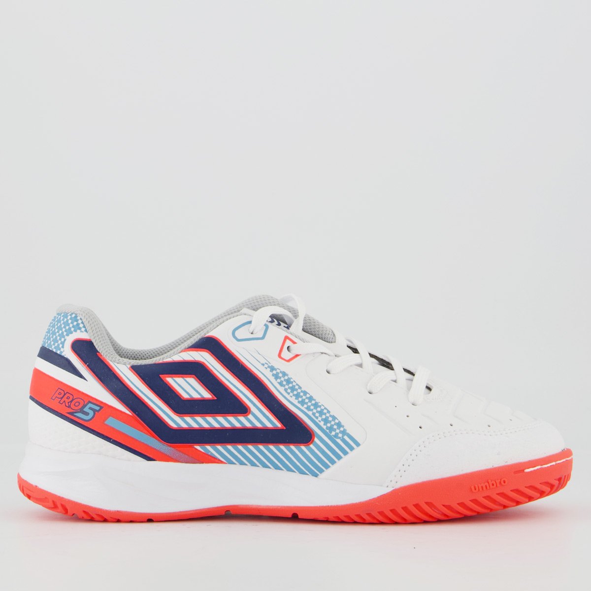 Chuteira Umbro Pro 5 II Futsal Juvenil Branca e Cinza