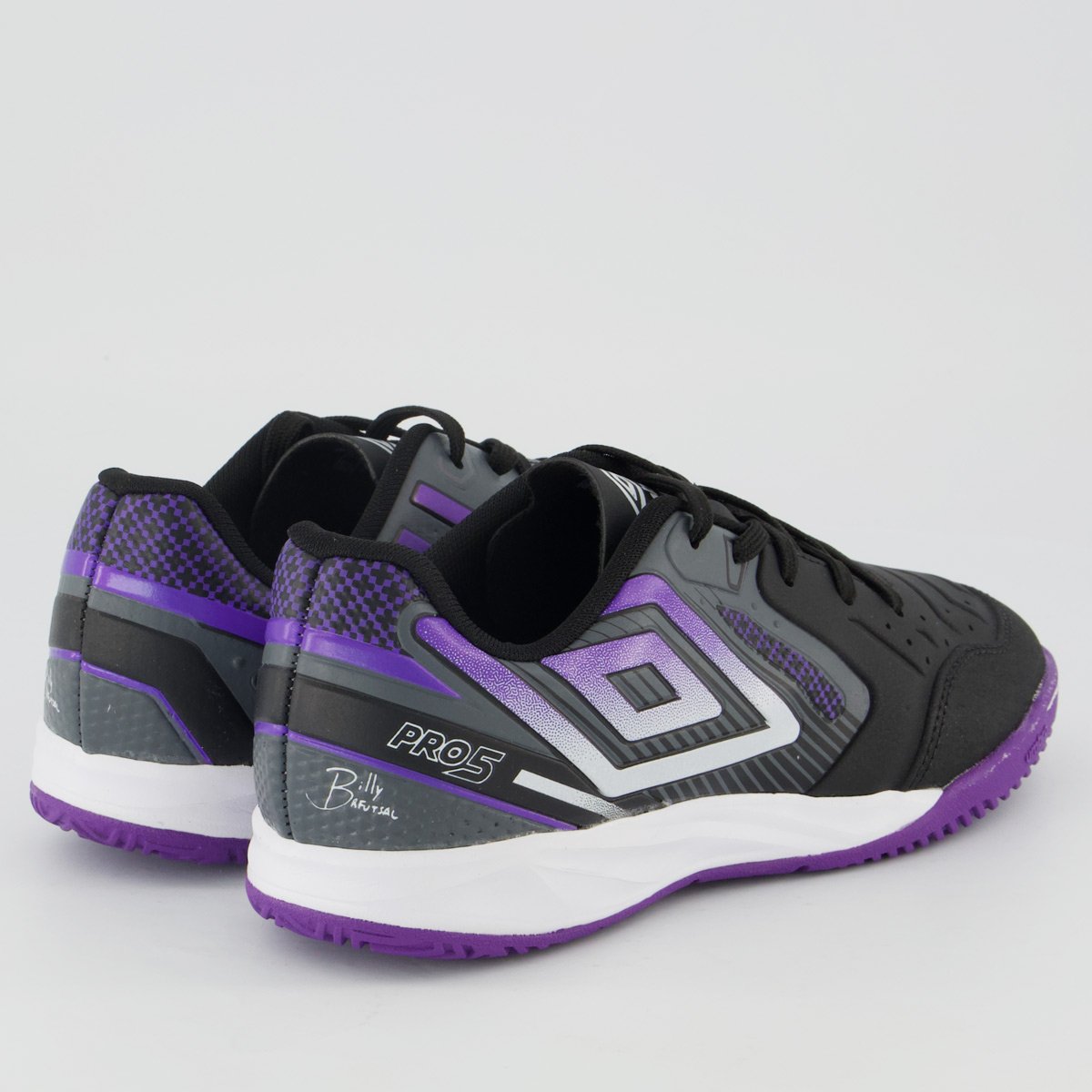 Chuteira Umbro Pro 5 II Futsal Juvenil Preta e Roxa Preto 3