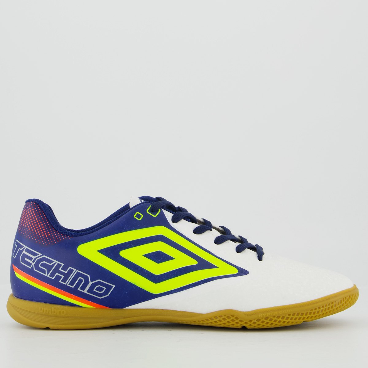 Chuteira Umbro Techno II Futsal Branca e Marinho