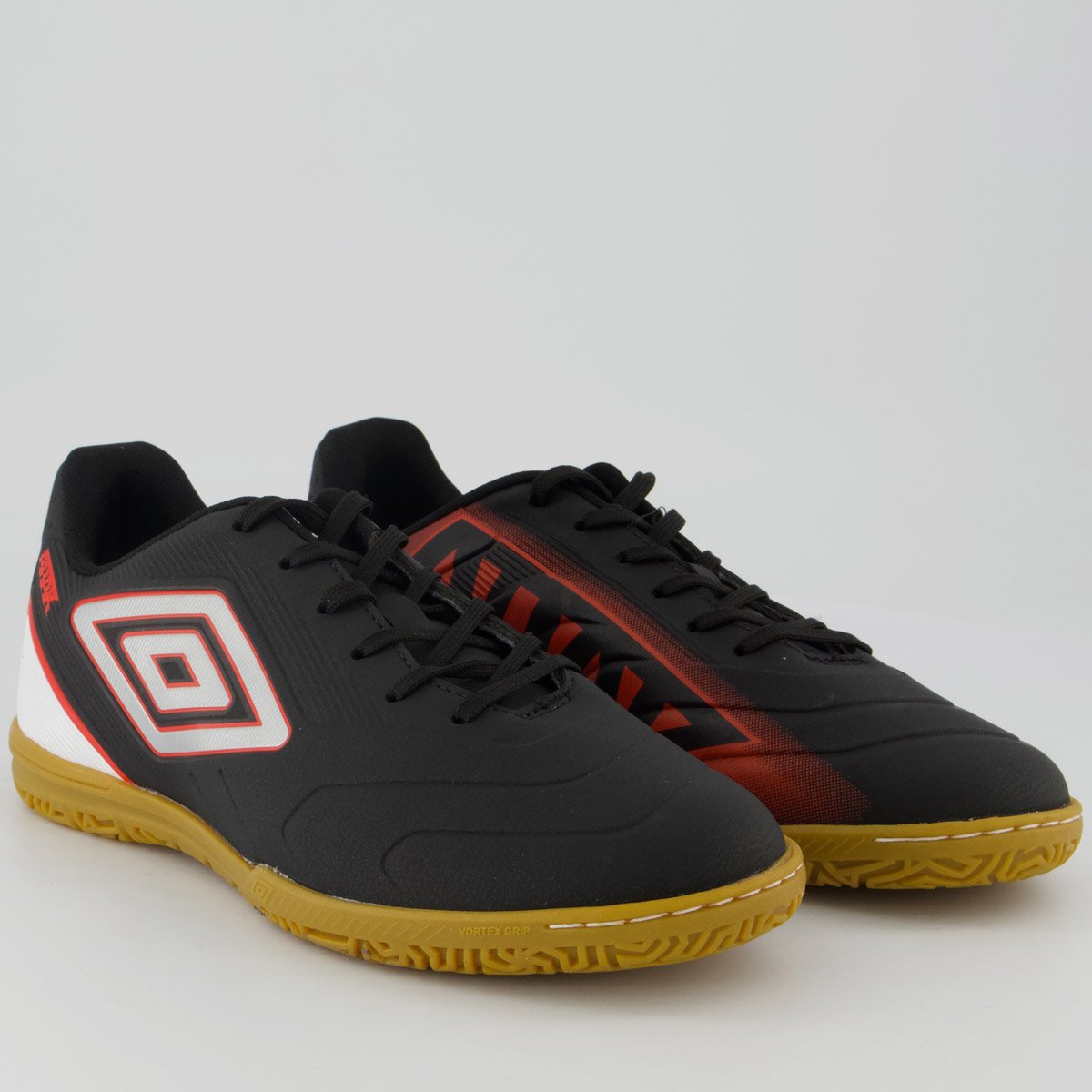 Chuteira Umbro Attak III Futsal Preta e Vermelha Preto 2