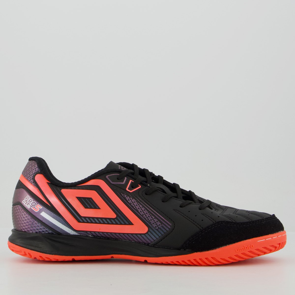 Chuteira Umbro Pro 5 Bump Club II Futsal Preta e Laranja Preto 1