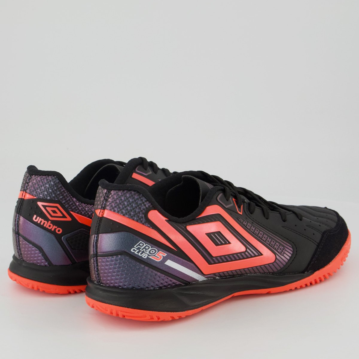Chuteira Umbro Pro 5 Bump Club II Futsal Preta e Laranja Preto 3
