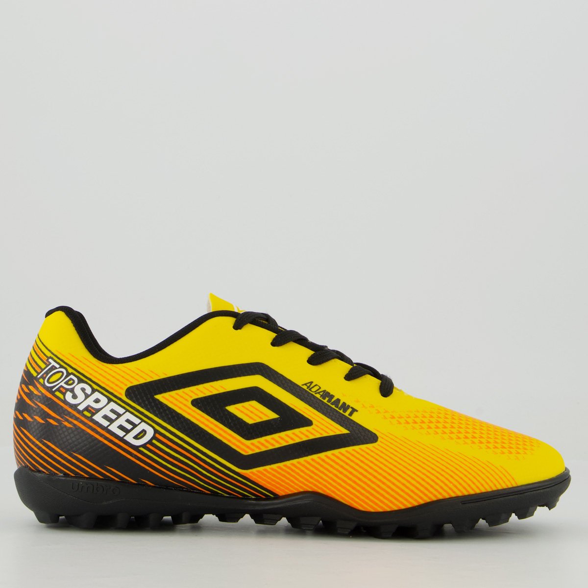 Chuteira Umbro Adamant Top Speed Society Juvenil Laranja e Preta Preto 1