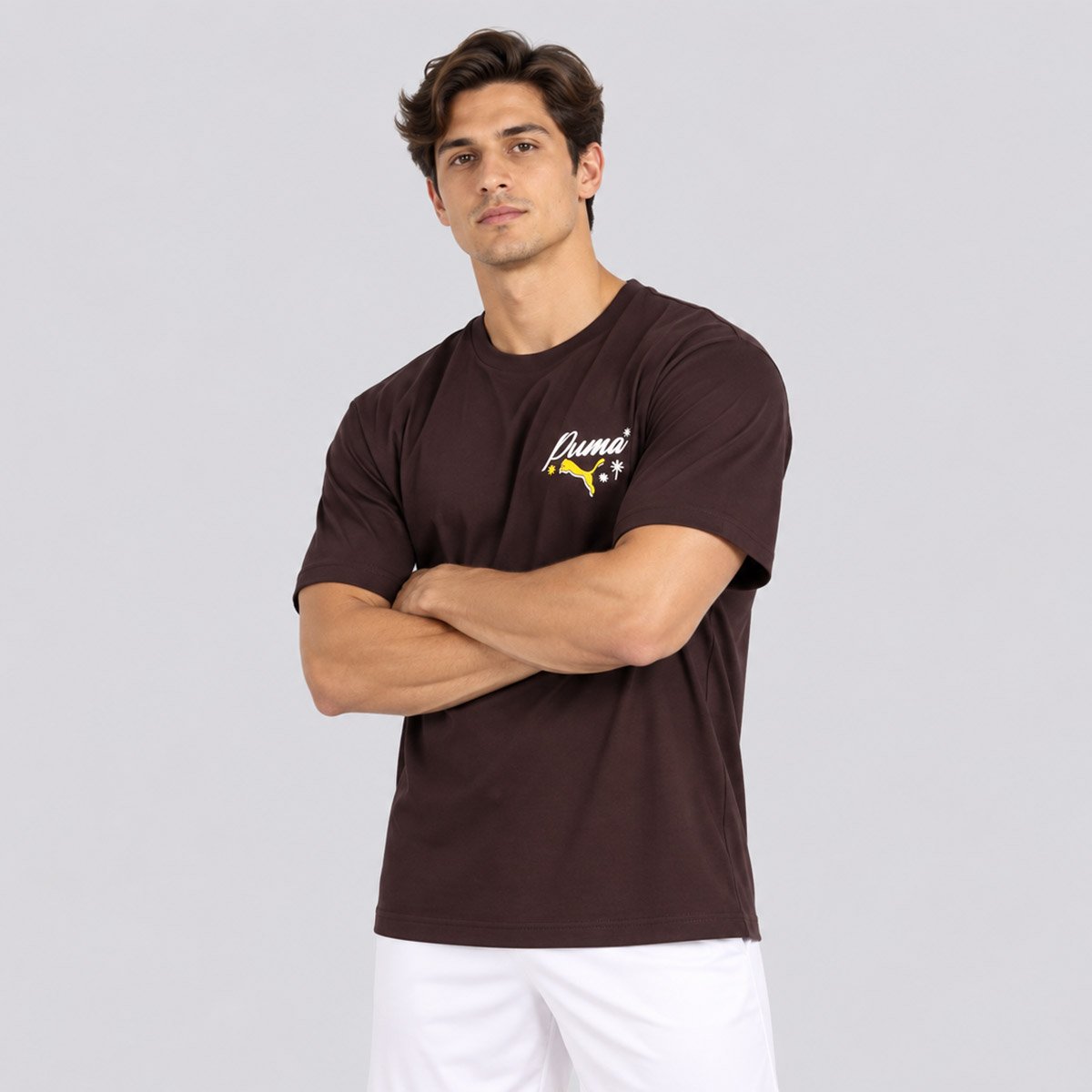 Camiseta Puma Graphic Lockerrom Boxy Tee Marrom Marrom 2