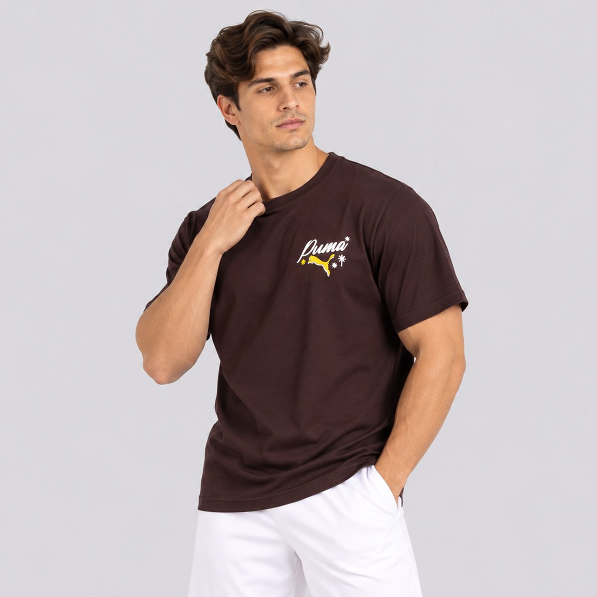 Camiseta Puma Graphic Lockerrom Boxy Tee Marrom Marrom 3