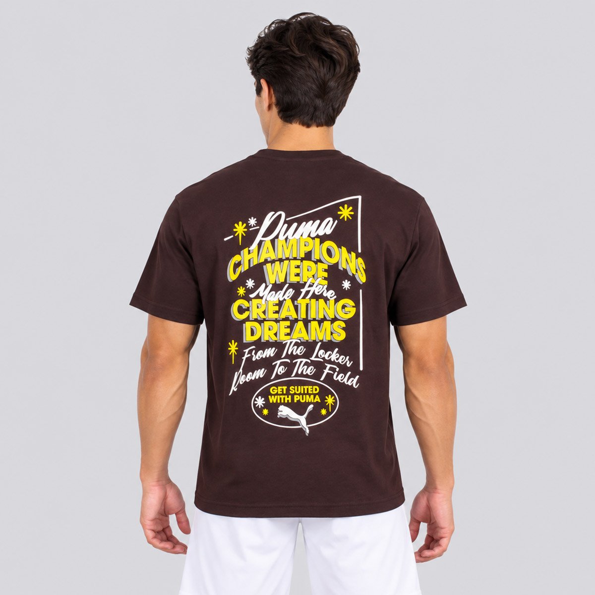 Camiseta Puma Graphic Lockerrom Boxy Tee Marrom Marrom 4