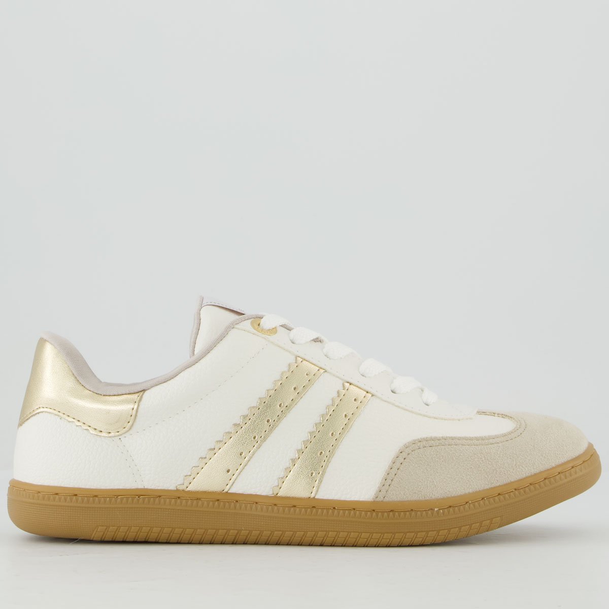 Tênis Via Marte V129 Feminino Off White e Dourado