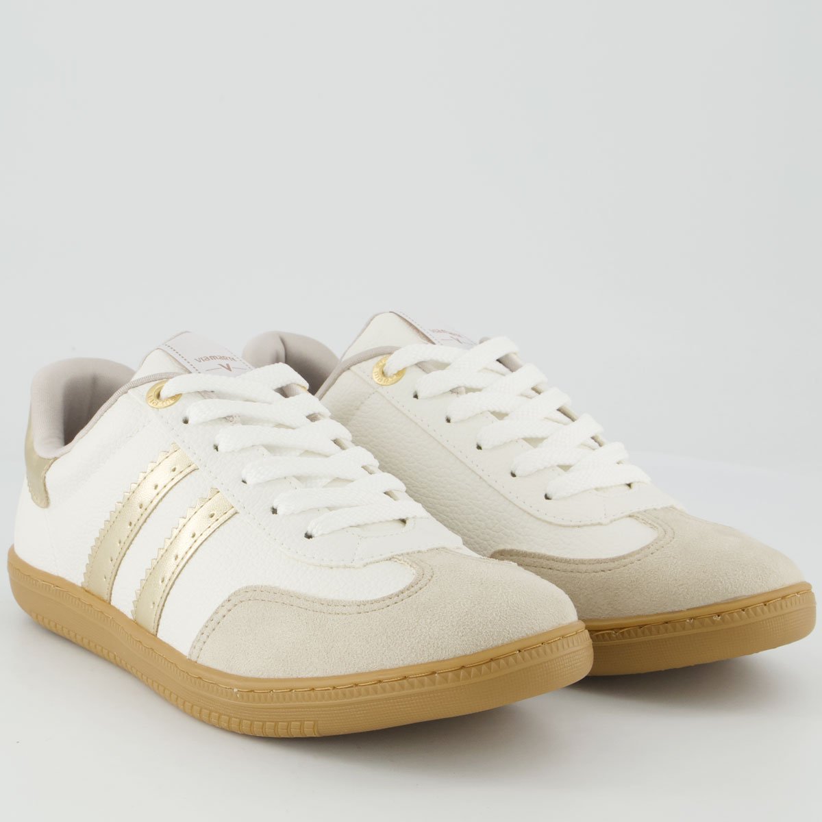 Tênis Via Marte V129 Feminino Off White e Dourado Off White 2