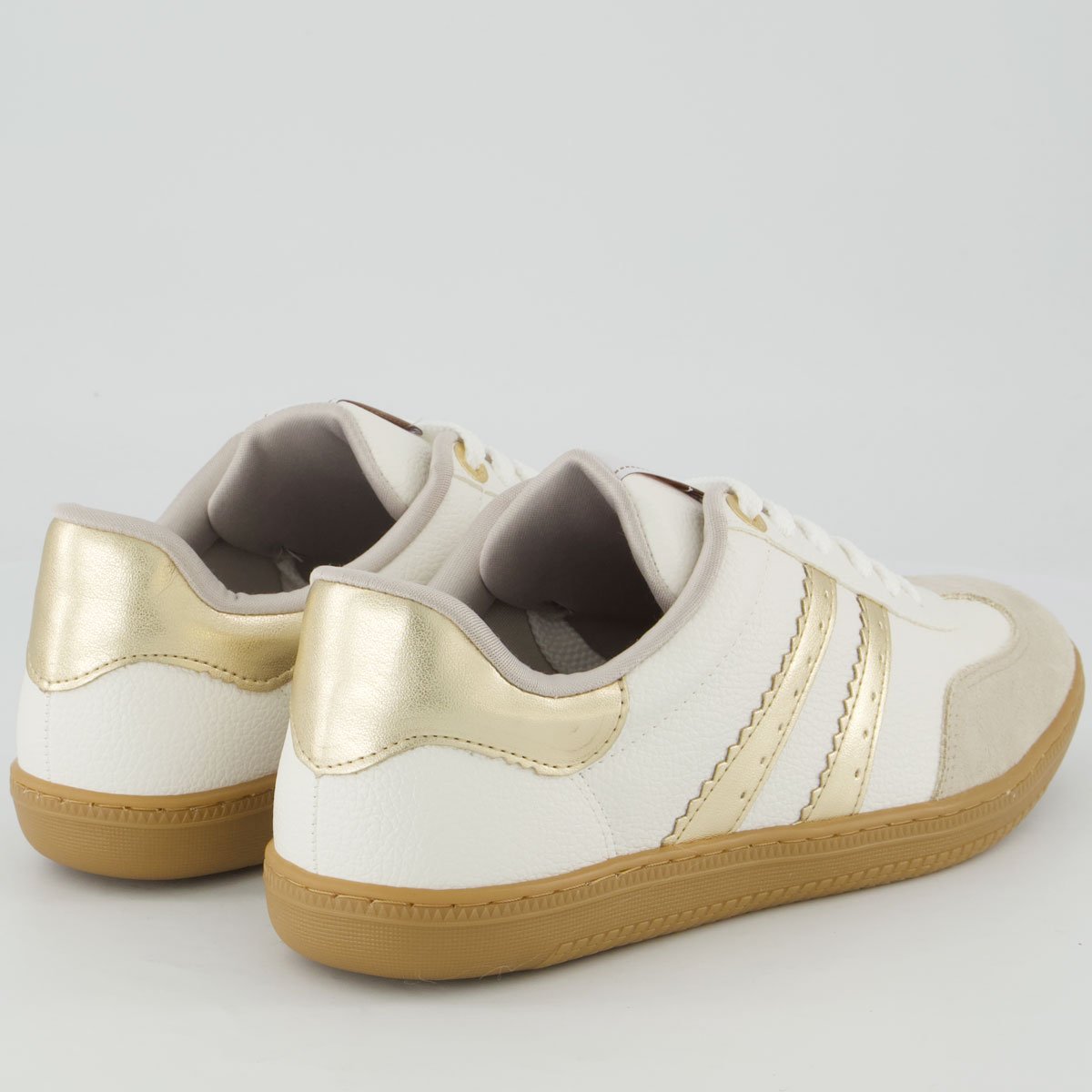 Tênis Via Marte V129 Feminino Off White e Dourado Off White 3