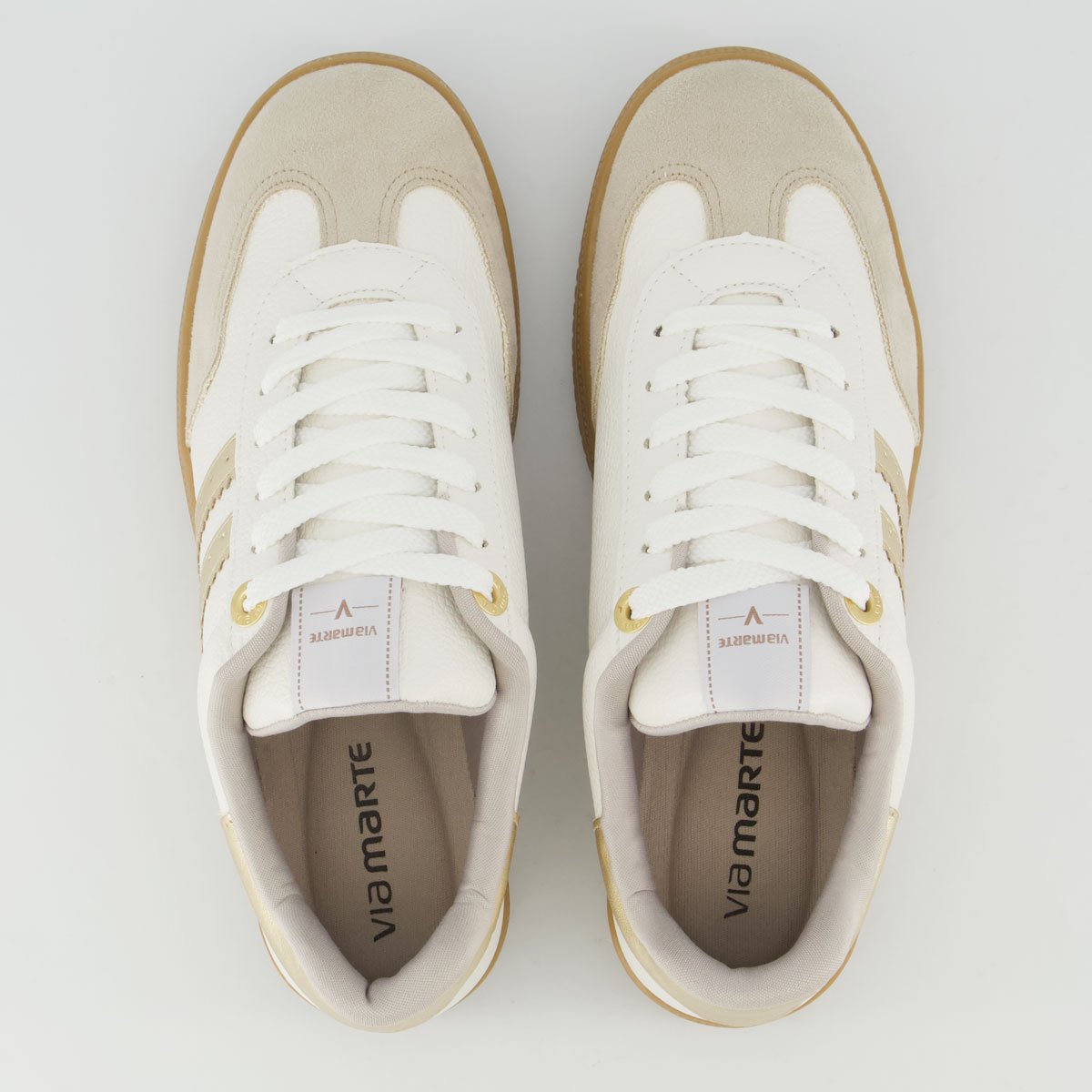 Tênis Via Marte V129 Feminino Off White e Dourado Off White 4