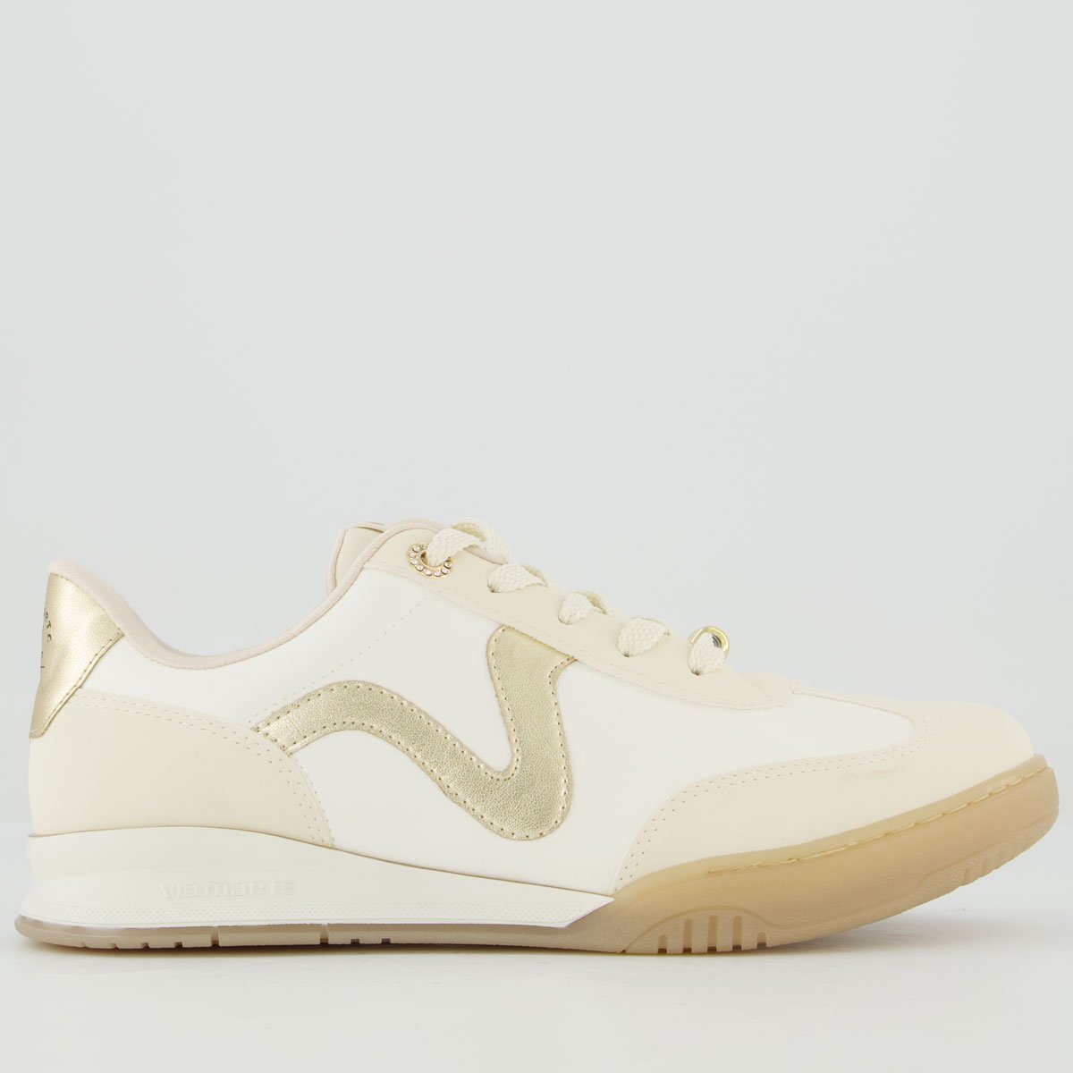 Tênis Via Marte V394 Feminino Branco e Dourado