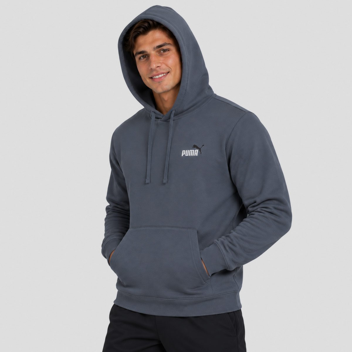 Moletom Puma Ess 2 Color Small No.1 Logo Hoodie FL Cinza Escuro Cinza 3