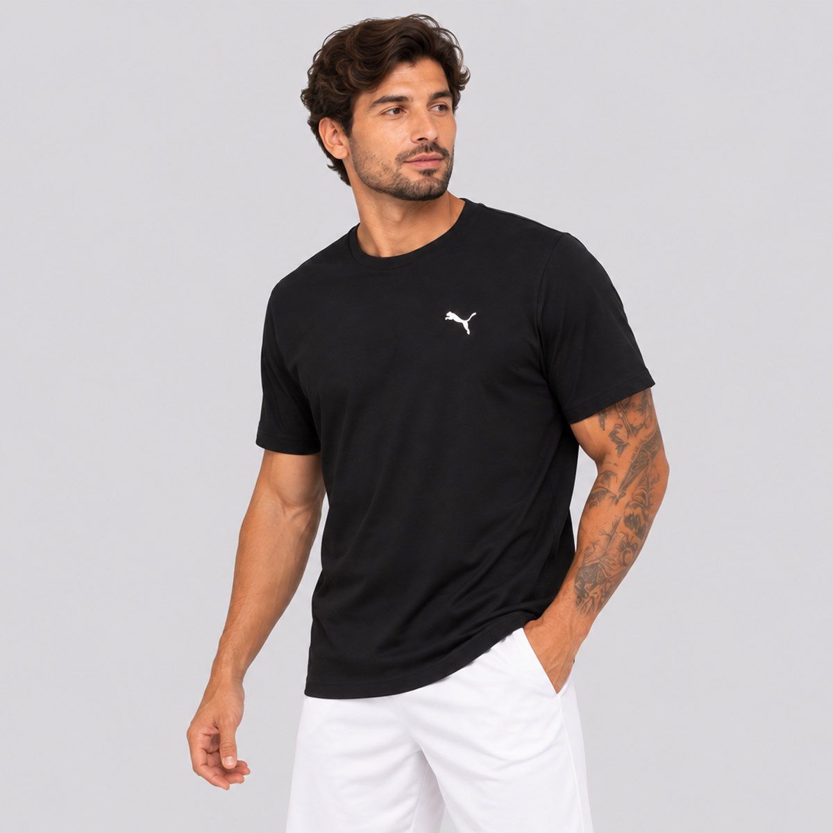 Camiseta Puma Essentials Small Logo Preta Preto 3