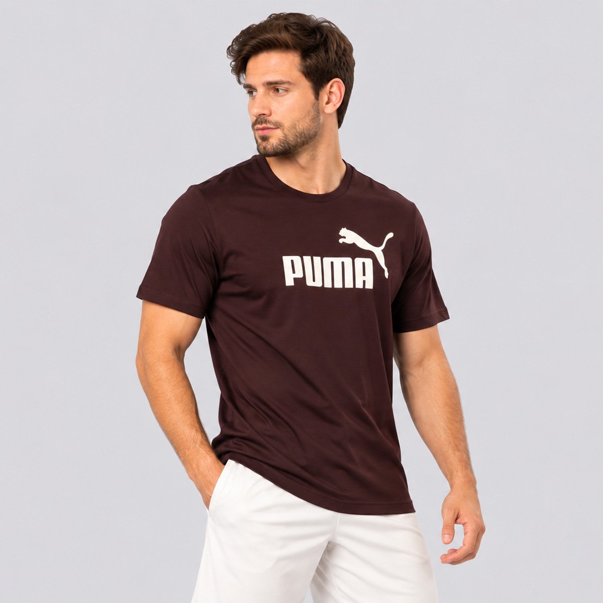 Camiseta Puma Ess No.1 Logo Tee S Marrom Marrom 3