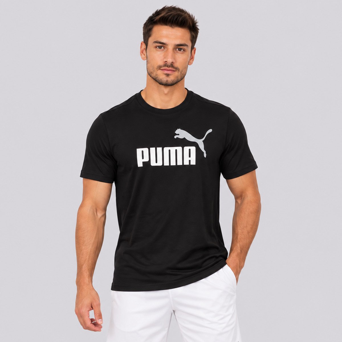 Camiseta Puma Ess 2 Color No.1 Logo Preta