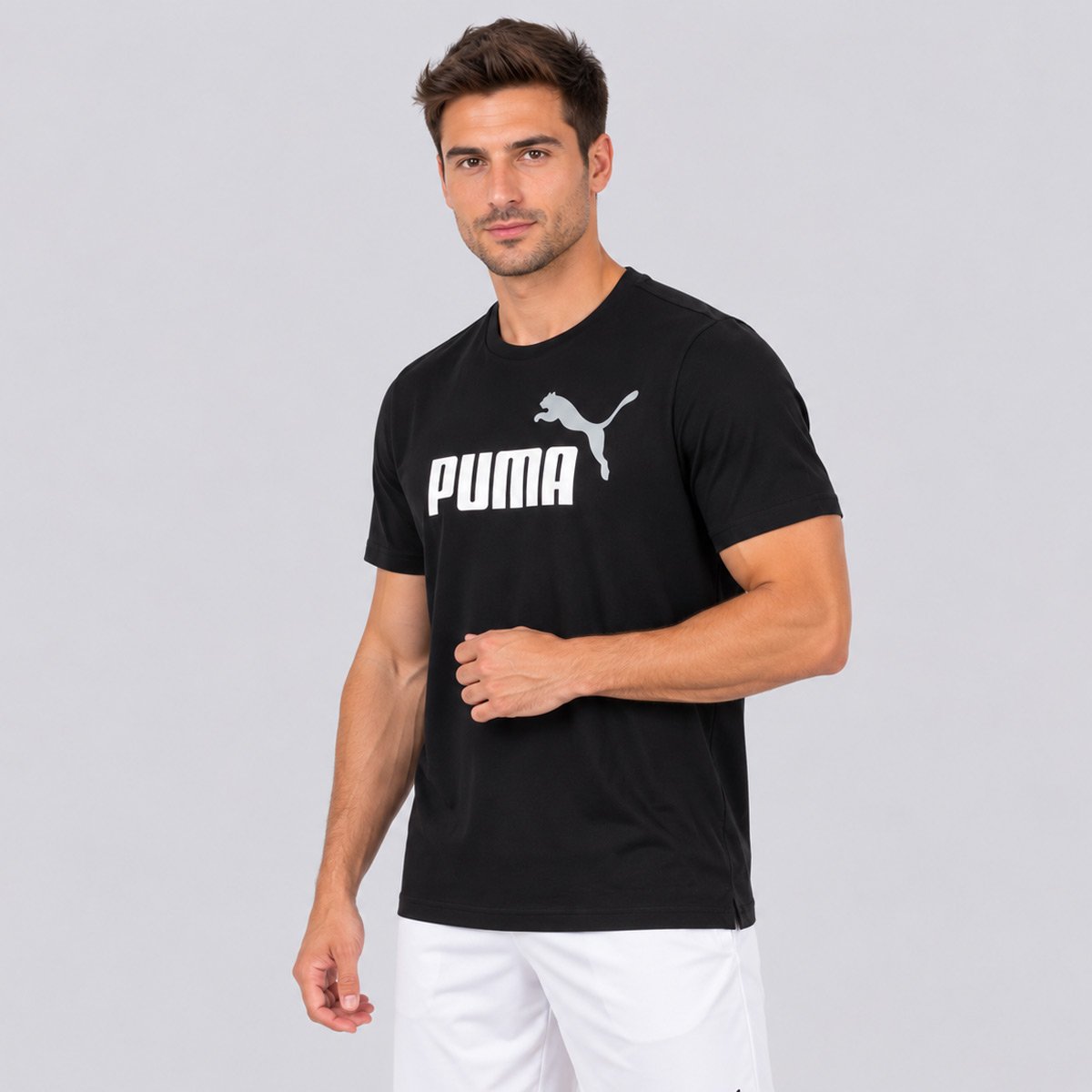 Camiseta Puma Ess 2 Color No.1 Logo Preta Preto 2
